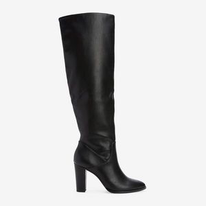 Express Black Faux Leather Heeled Stovepipe Boots